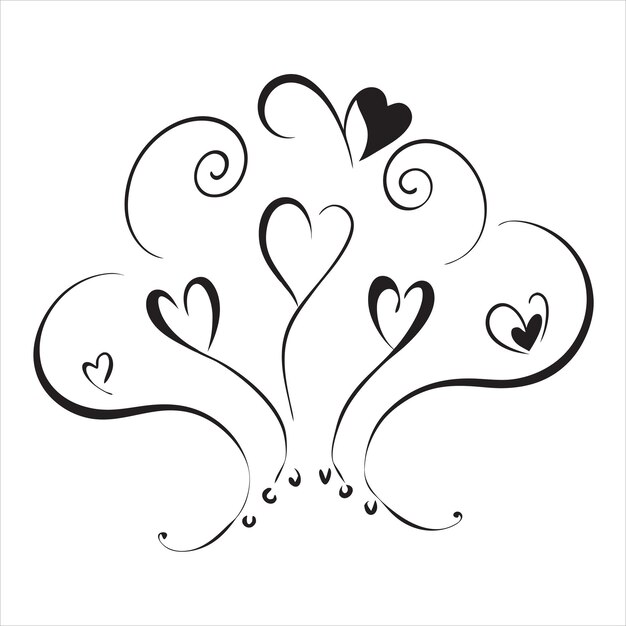 Diseño de dibujos decorativos para corazones de San Valentín