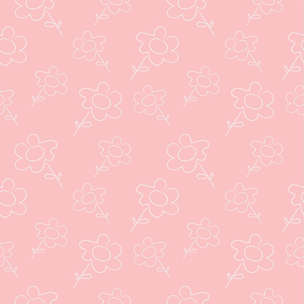Diseño de dibujos de flores blancas dibujados a mano sin costuras Diseño de garabatos de flores para impresión de papel tapiz de cartón textil