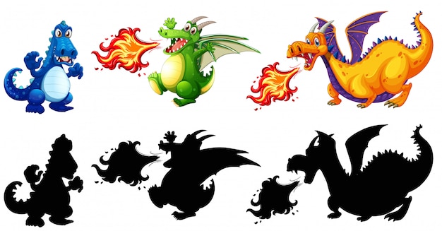 Diseño diferente de conjunto de dinosaurio.