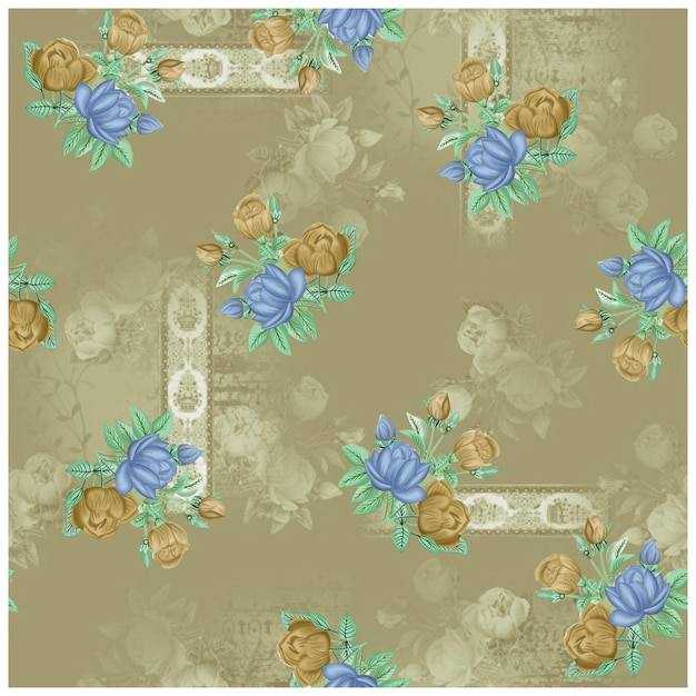 Diseño digital de patrón de flores textiles