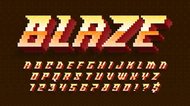 Diseño dinámico de alfabeto de píxeles estilizado como en los juegos de 8 bits. Alto contraste y estilo retrofuturista nítido.