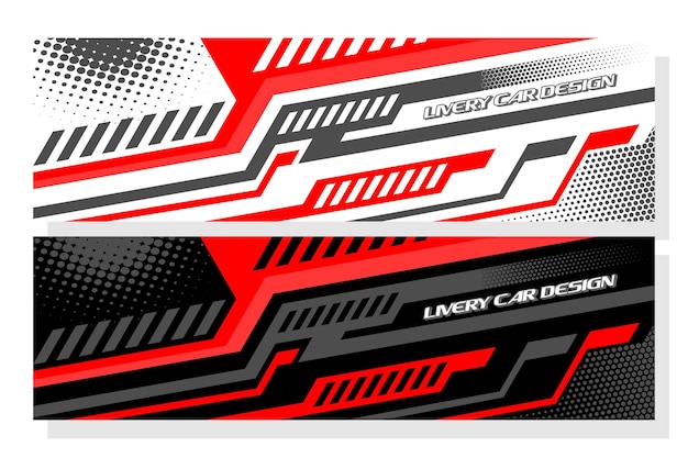 Diseño dinámico de librea de automóviles con elementos rojos y negros