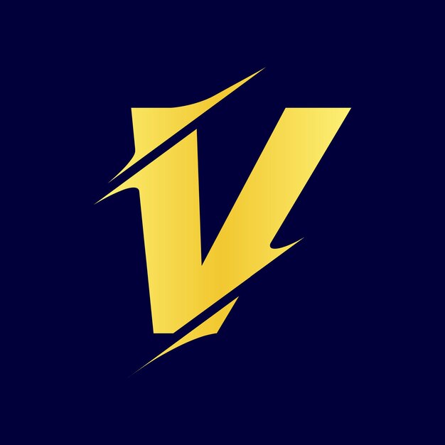 Diseño dinámico del logotipo de la letra dorada V