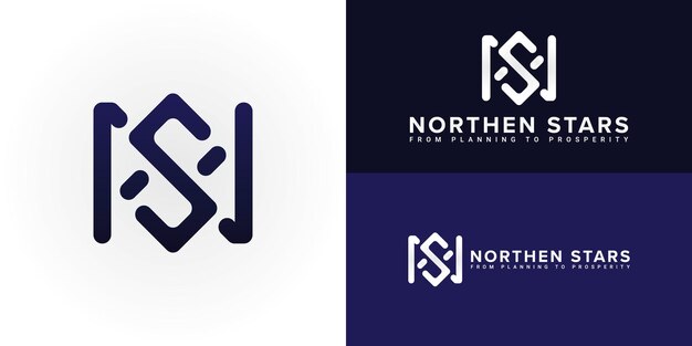 El diseño dinámico del logotipo presenta las iniciales N y S entrelazadas de manera creativa