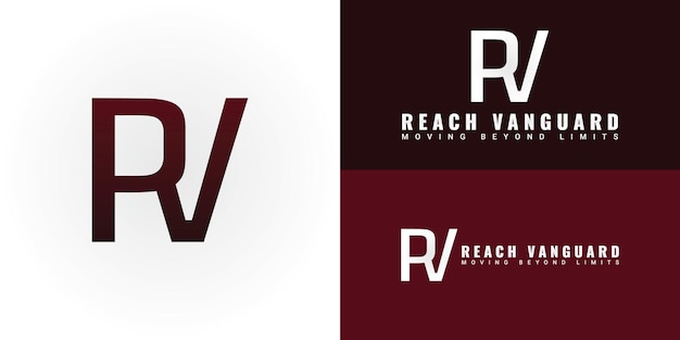 El diseño dinámico del logotipo presenta las iniciales RV elegantemente entrelazadas