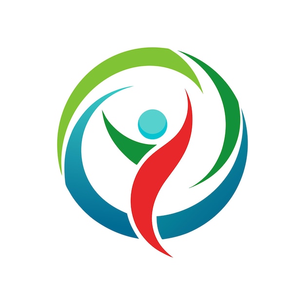 Diseño dinámico del logotipo de salud y bienestar con elementos verdes y azules