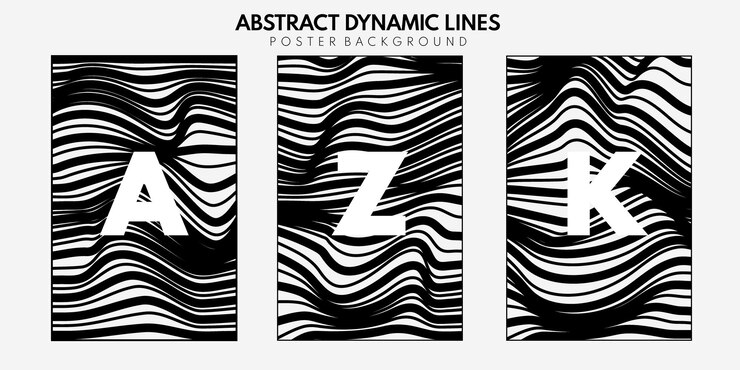 Vector diseño dinámico moderno de línea abstracta en blanco y negro para póster o plantilla de fondo
