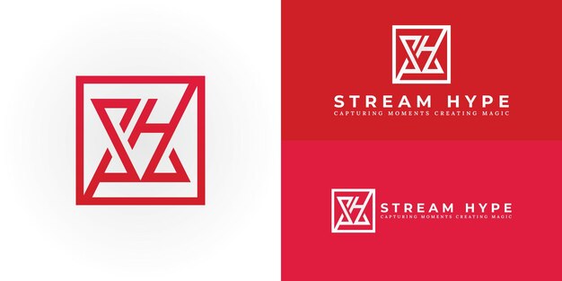 El diseño dinámico y visualmente llamativo del logotipo presenta las iniciales SH entrelazadas en negrita