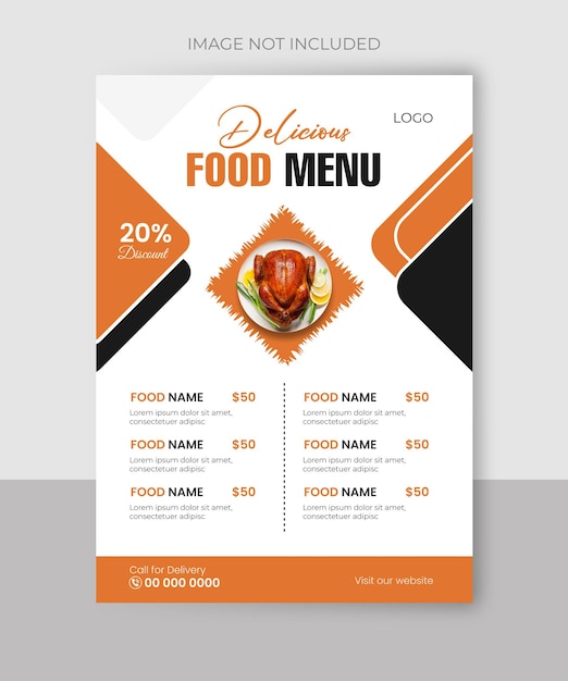 Diseño del diseño de la plantilla de menú de alimentos