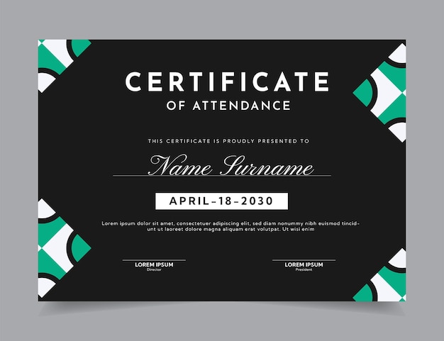 Diseño de diseño de vectores de plantilla de certificado moderno para impresión, certificado en blanco elegante para diploma