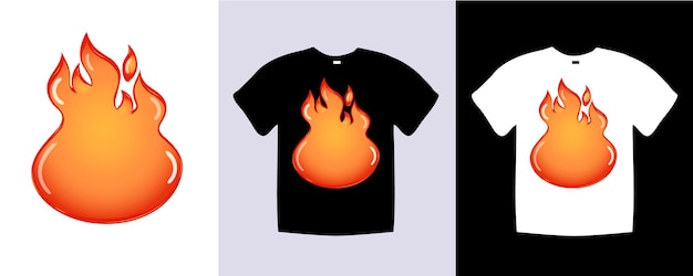 Vector diseño divertido de camiseta de fuego