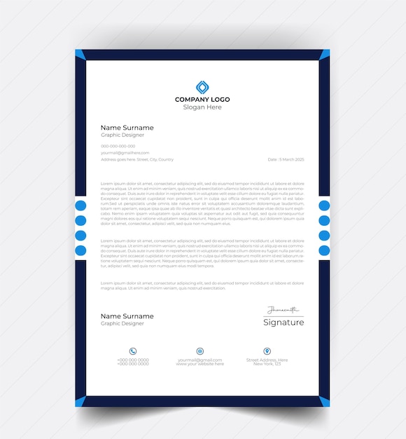 Diseño de documento de membrete profesional corporativo de vector