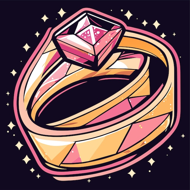 Vector diseño de doodle de anillo de boda o ilustración de anillo de boda