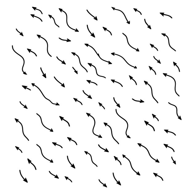 Diseño de doodle de conjunto de flechas dibujado a mano