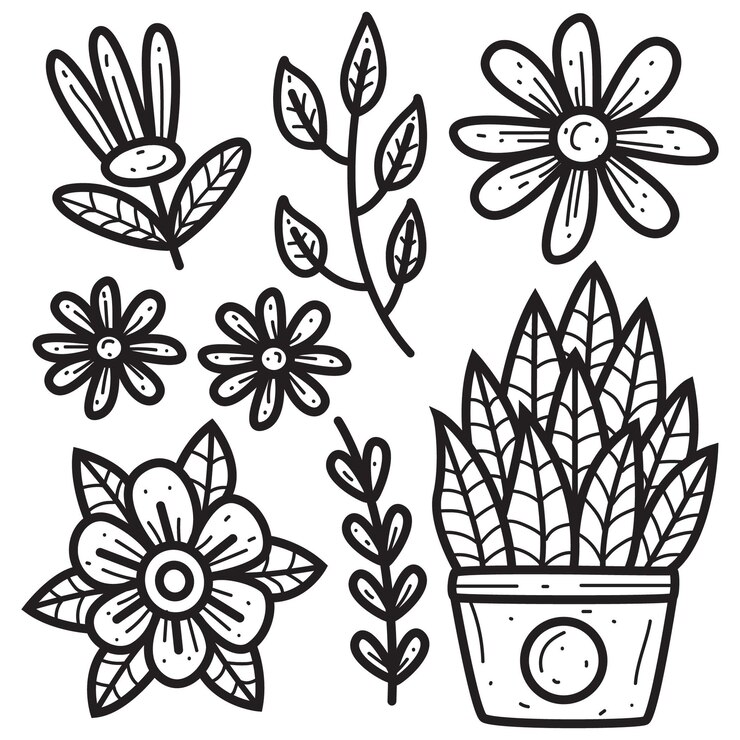 diseño de doodle de flor dibujada a mano