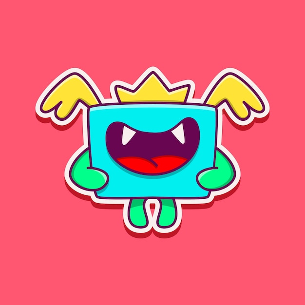 Diseño de doodle de monstruo de dibujos animados kawaii