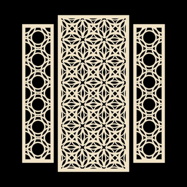 un diseño dorado y blanco sobre un fondo negro