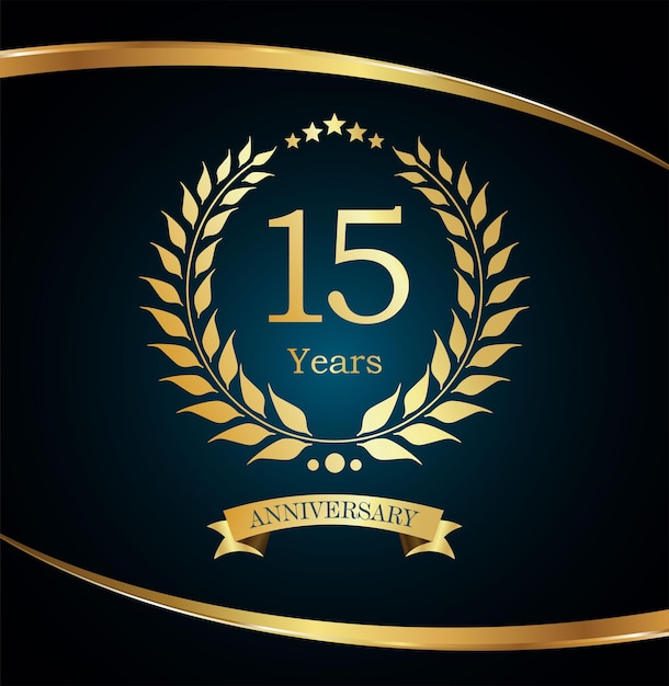 Diseño dorado de lujo diseño de aniversario de corona de laurel