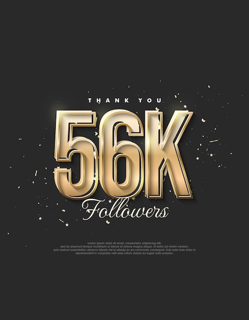 Diseño dorado de lujo que dice 56k seguidores.