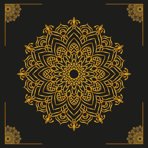 Diseño dorado de mandala en estilo floral