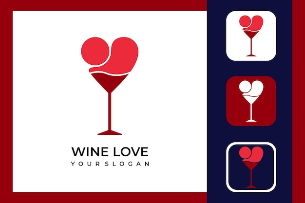 Diseño e iconos del logotipo del amor del vino