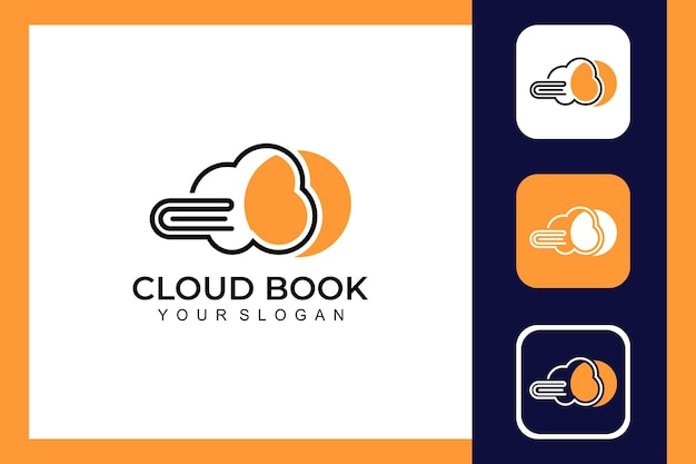 diseño e iconos del logotipo del libro en la nube