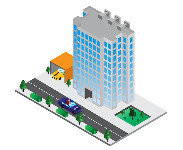 diseño de edificio isométrico de la ciudad