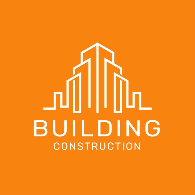 diseño de edificios logotipos con líneas construcción de apartamentos edificio de la ciudad y arquitecto vector