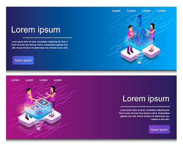 Diseño de edificios virtuales de ilustración isométrica