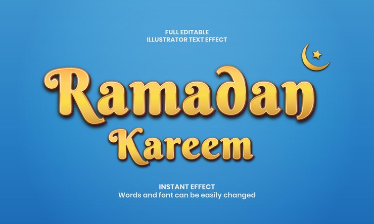 Vector diseño editable premium de efecto de texto 3d de ramadan kareem