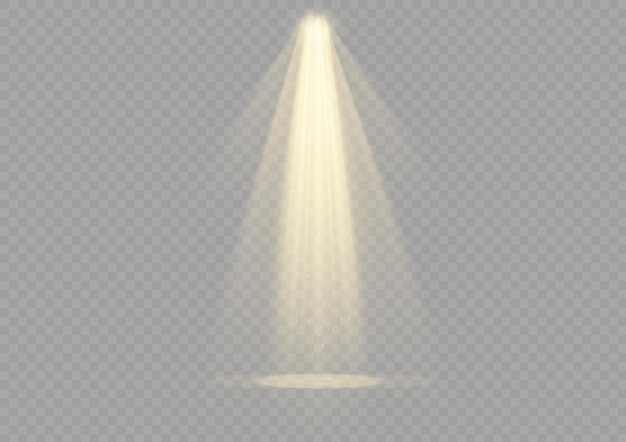 Diseño de efecto de luz especial de foco de chispa dorado brillante Elemento de vector de rayo amarillo