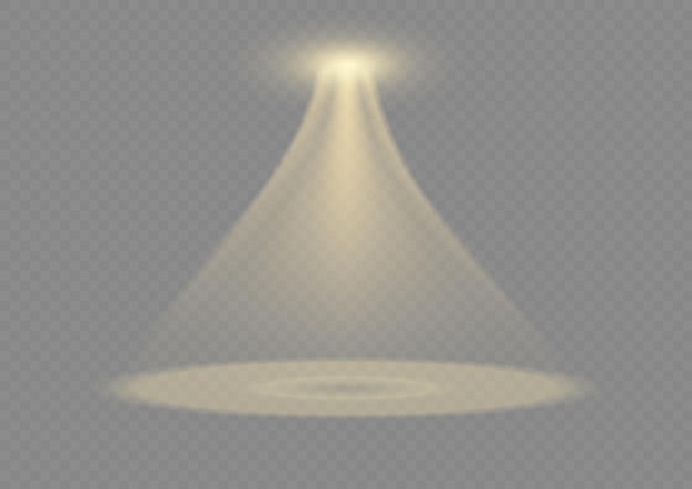 Diseño de efecto de luz especial de foco de chispa dorado brillante Elemento de vector de rayo amarillo