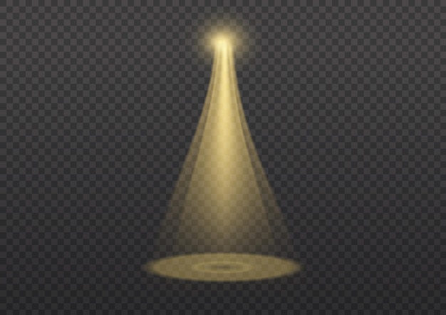 Diseño de efecto de luz especial de foco de chispa dorado brillante Elemento de vector de rayo amarillo