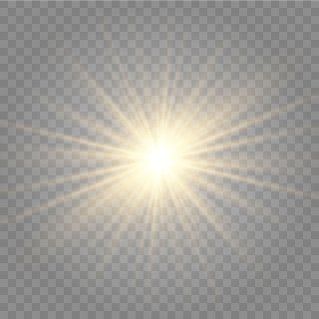 Diseño de efecto de luz especial translúcido con reflejo de lente de sol frontal dorado abstracto.