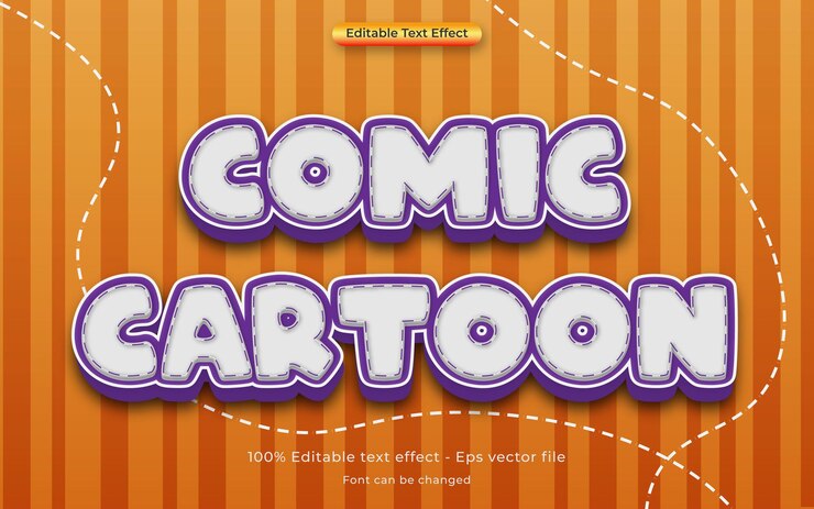 Vector diseño de efecto de texto 3d de estilo de dibujos animados cómico