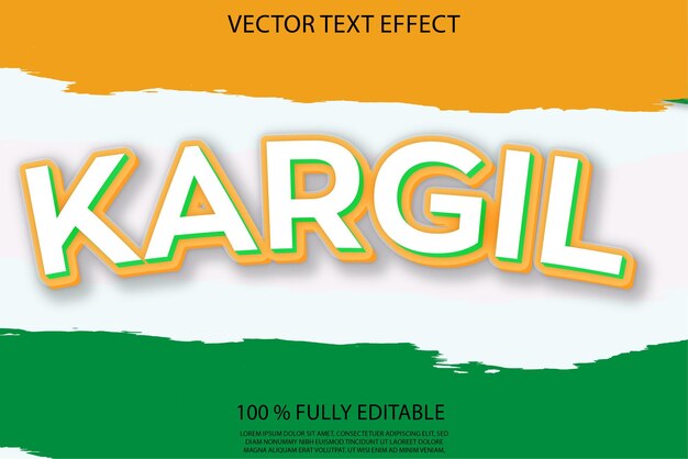 Diseño de efecto de texto 3d de Kargil Vijay diwas