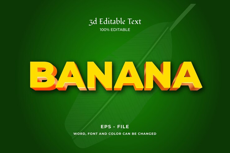 Vector diseño de efecto de texto 3d de plátano
