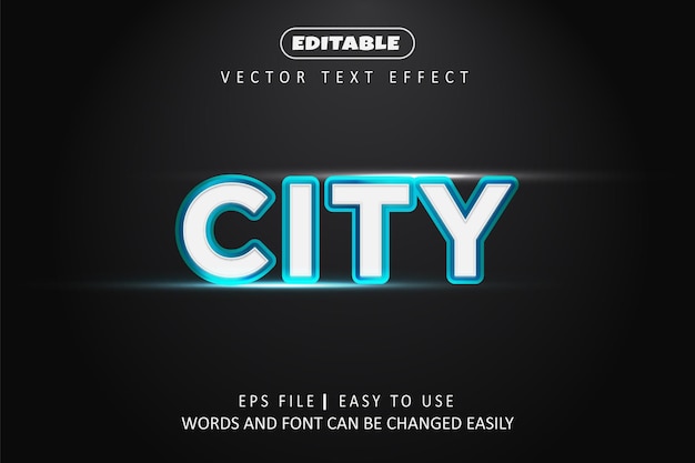 Diseño de efecto de texto de ciudad editable