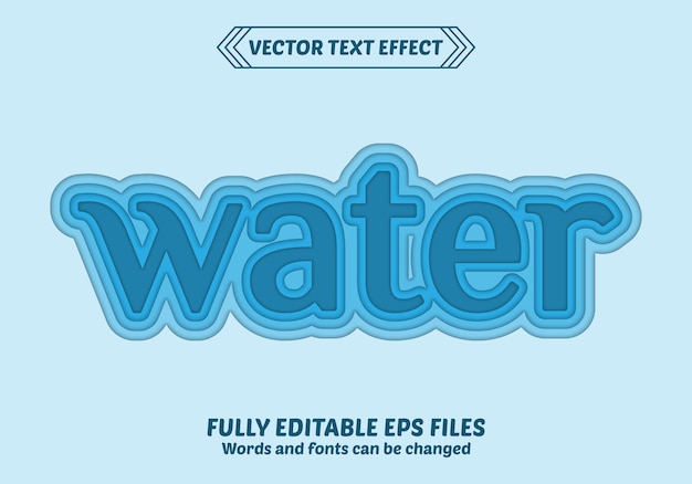 Diseño de efecto de texto editable 3d de agua vectorial