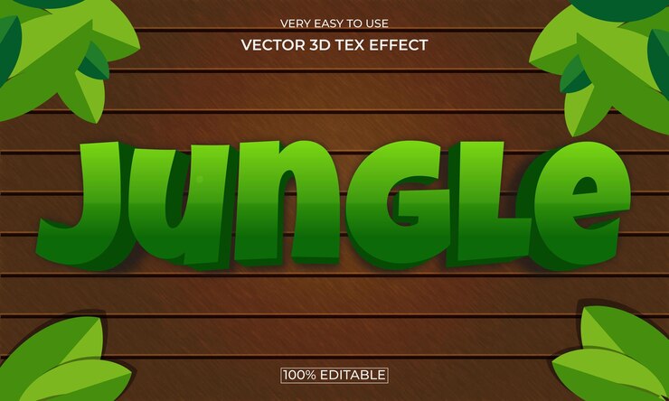 Vector diseño de efecto de texto editable 3d de la selva