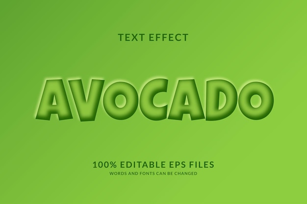 Diseño de efecto de texto editable de aguacate realista