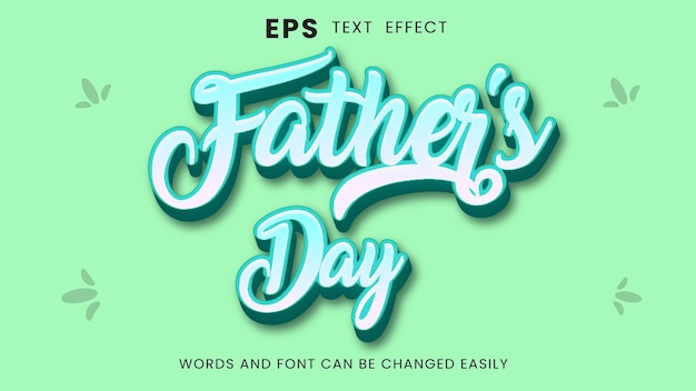 Diseño de efecto de texto editable del día del padre del vector