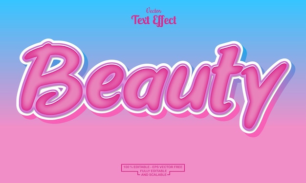 Diseño de efecto de texto editable de dibujos animados modernos de belleza