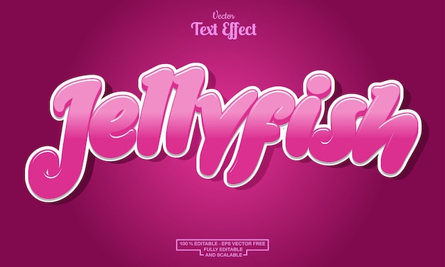 Diseño de efecto de texto editable de dibujos animados modernos de medusas