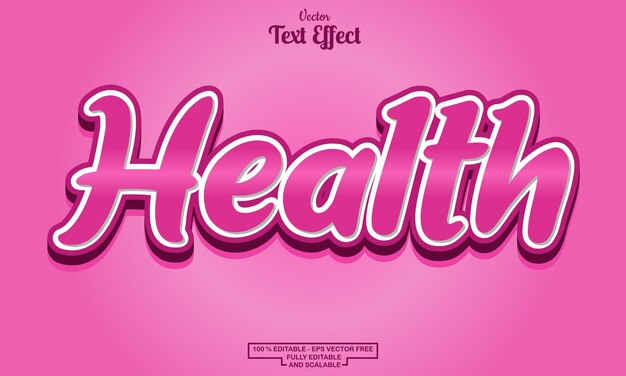 diseño de efecto de texto editable de dibujos animados modernos de salud