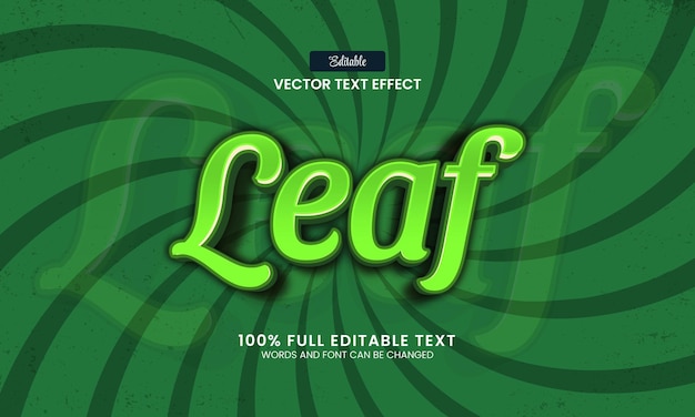 Diseño de efecto de texto editable Ilustración de vector 3d de hoja