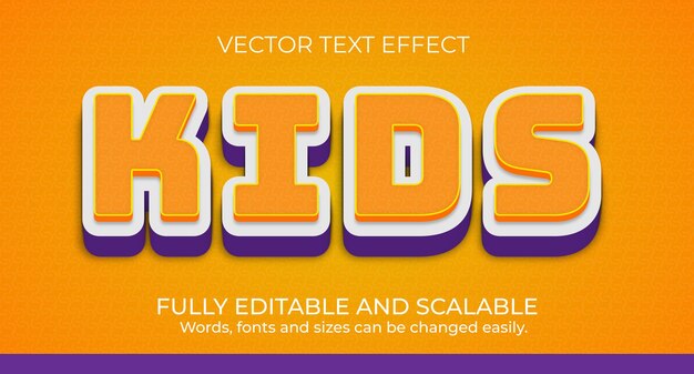 Vector diseño de efecto de texto editable para niños de vector premium