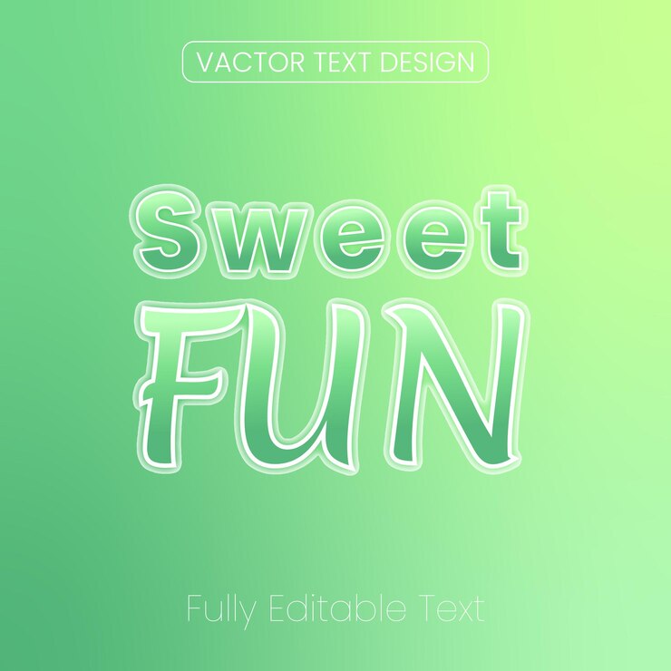 Vector diseño de efecto de texto editable realista simple dulce diversión vector premium