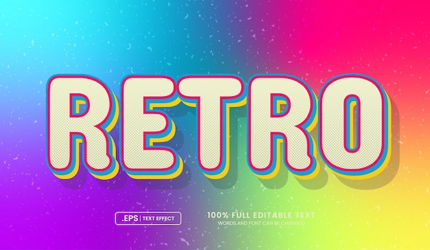 Diseño de efecto de texto editable retro 3d audaz colorida tipografía moderna