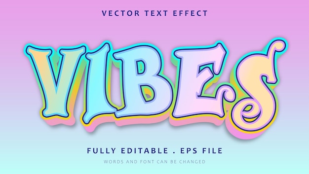 Diseño de efecto de texto editable de vibraciones coloridas